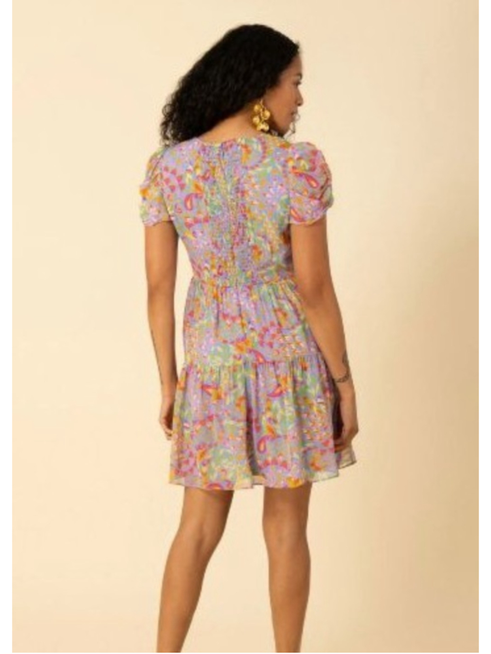 Hale Bob Hope Georgette Mini Dress Tiered Sz XS - Picture 3 of 8